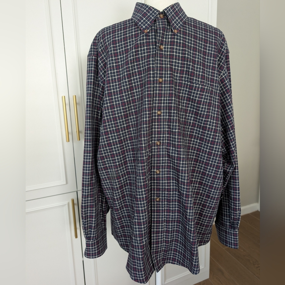 Brooks Brothers Non Iron Cotton Plaid Oxford Men's Button-Down Shirt Large